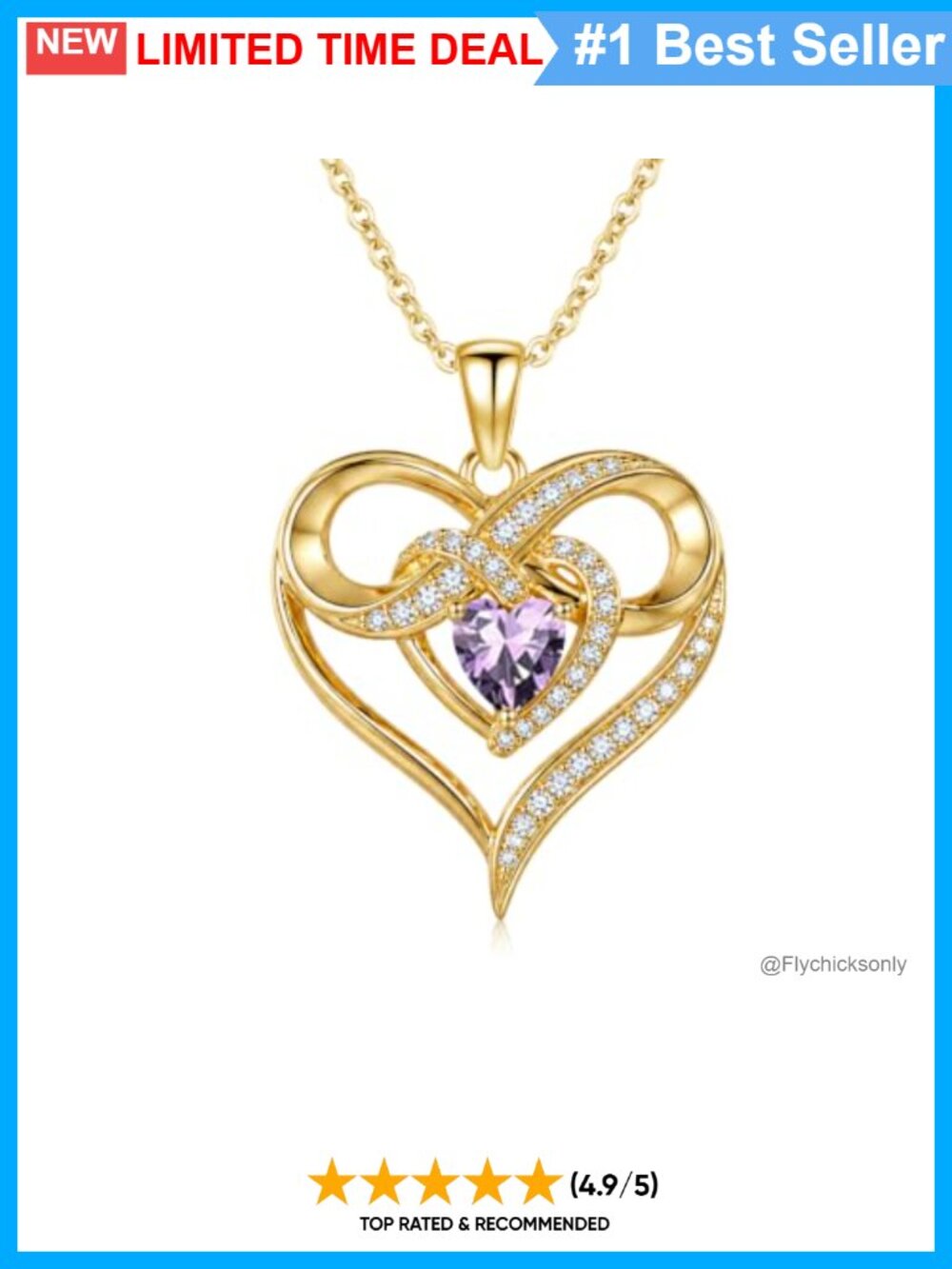 14K Gold Heart Birthstone Necklace for Women Pendant Gift
